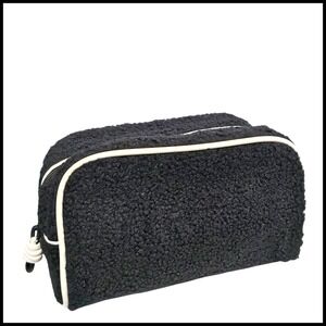 Bluemercury Sherpa Makeup Bag Cosmetic Travel Case Toiletry Organizer Black Whit